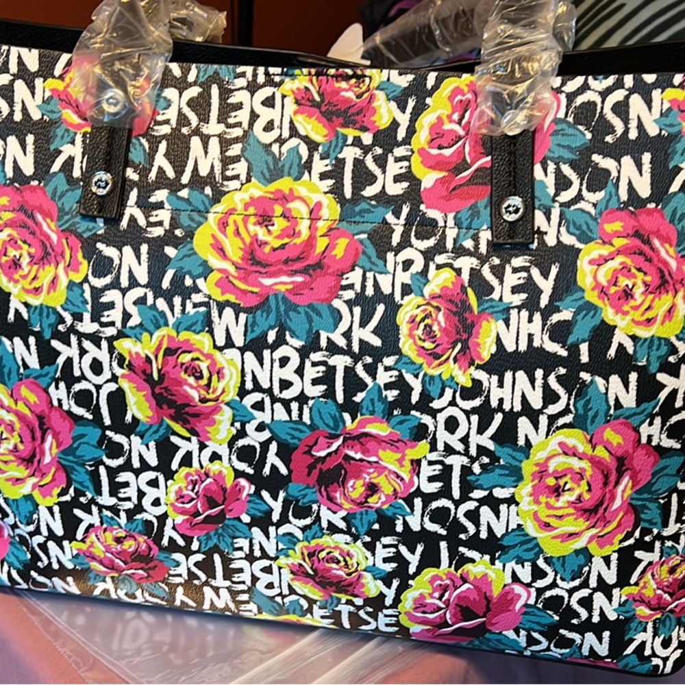 Betsey Johnson Torrid Black Floral Tote Bag New With Tags